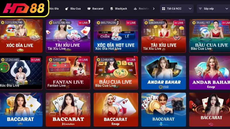 Live Betting - Trải nghiệm thời gian thực tại HD88