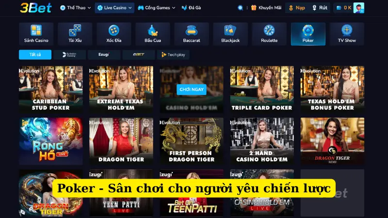 Poker - Sân chơi cho người yêu chiến lược